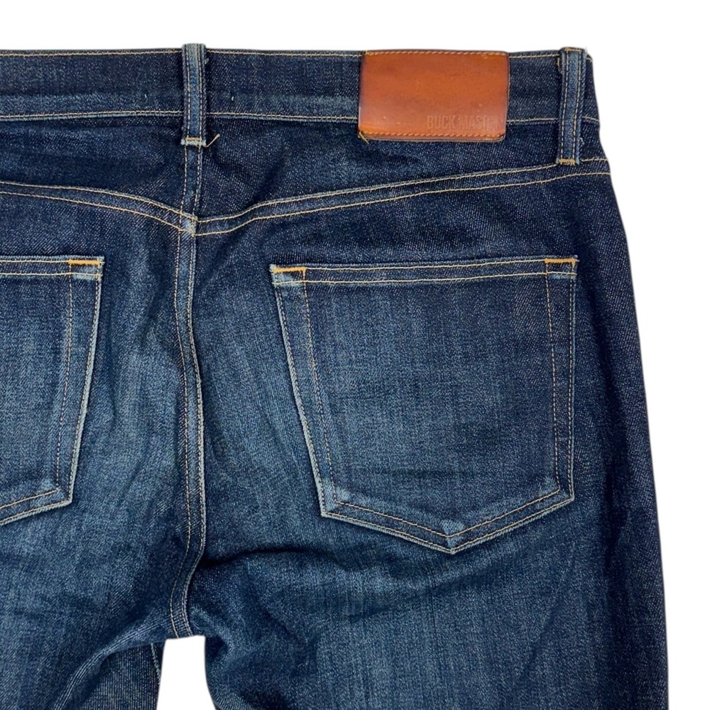 Buck Mason Jeans Mens 33x31 Blue Selvedge Denim Slim Dark Wash Faded USA Made - Picture 5 of 14